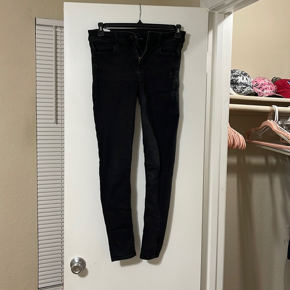 Black faded American Eagle next level stretch skinny jeans